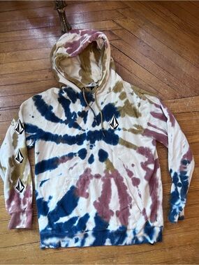 Volcom Tie-Dye Zip-Up Hoodie - Blue, Olive & Mauve medium
